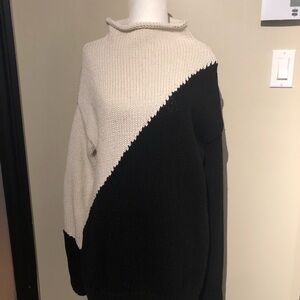 Zara Black and Cream Cowl Neck Sweater